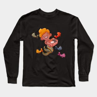 Little mermaid boy with kittens Long Sleeve T-Shirt